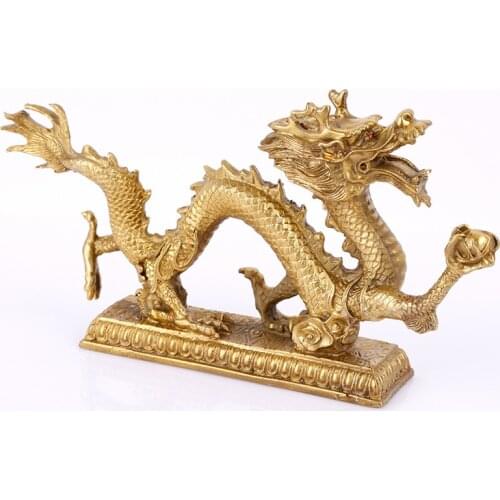 Twelve Zodiac auspicious copper bronze dragon pendulum Feng Shui decorations home office Qinglong good luck dragon decoration