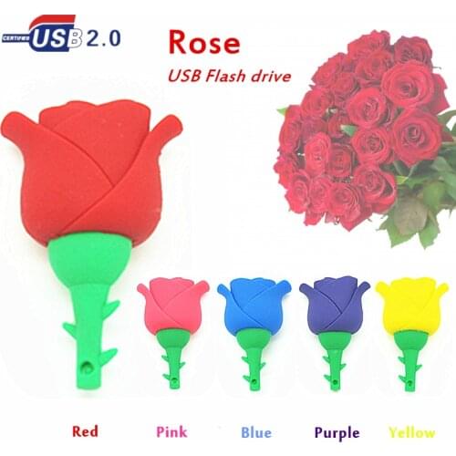 Beautiful Artificial Rose flower Pen drive Romantic love gift usb flash drive u disk memory stick pendrive 4gb 8gb 16gb 32 gb