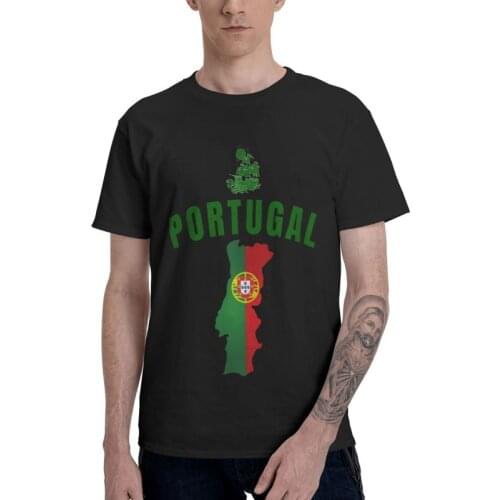 Portugal Soccer Football Style Map T-shirt Men Novelty T Shirt Short Sleeve Portuguesa Patriotic Tshirts 100% Cotton Tee Tops