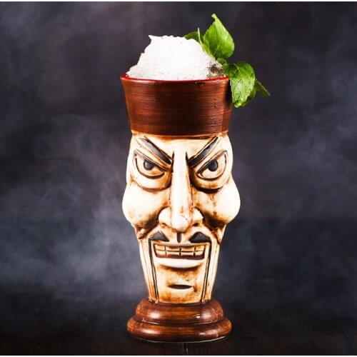 2021 350ml-700ml Ceramic Tiki Mug Creative Human Face Porcelain Beer Wine Mug Cup Hawaii Easter Island Zombie Cocktail Glass