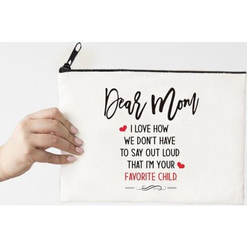 Dear Mom Makeup Bag Mama Gift Cosmetic Organizer Fashion Zipper Makeup Storage Organizer Letter Custom Bag