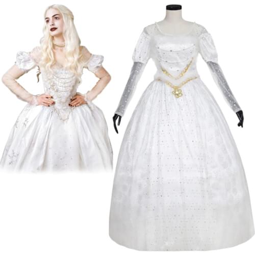 The White Queen Cosplay Costume Dress Adult Womens Halloween Carnival Costume Cosplay