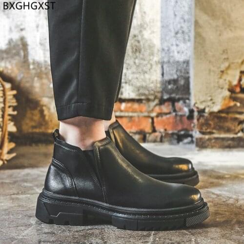 Leather Boots for Men Male 2021 Black Chelsea Boots Men Luxury Designer Ankle Boots Fashion Men Casual Shoes Round Toe Chaussure