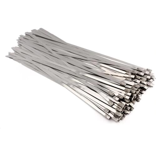 100pcs 4.6x300/200/150mm Stainless Steel Metal Cable Tie Zip Wrap Exhaust Heat Straps Induction Pipe Header Wiring Accessories