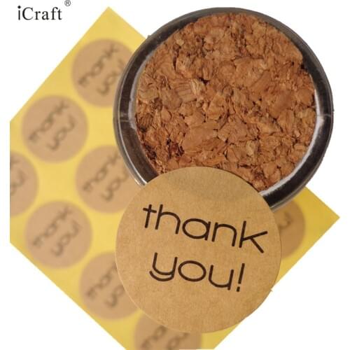 1200pcs Lovely Seal Label Sticker Thank You Circle Point Kraft Sticker