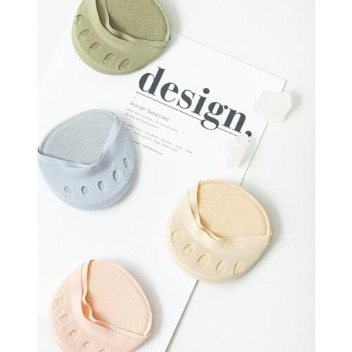 Women Toe Socks Japanese Silicone Breathable Front Palm Open Toe Cotton Sock Cushion Fashion Female Invisible Socks With Sandals