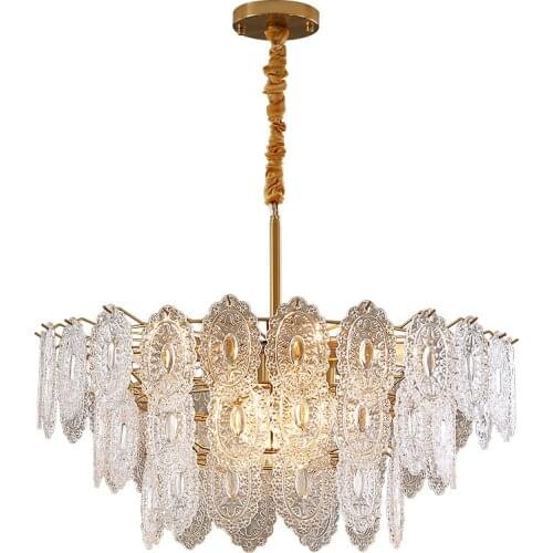 New Light Luxury Living Room Bedroom Retro Glass Dining Room Nordic Room Chandelier Lamps