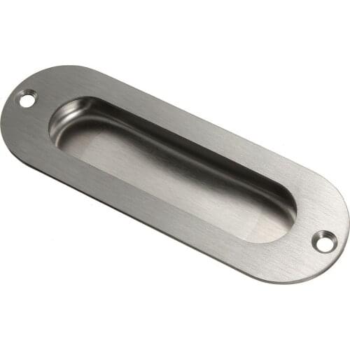 Oval Flush Recessed Pull Door Handle Polished Stainless Steel Modern 120mm x 40mm