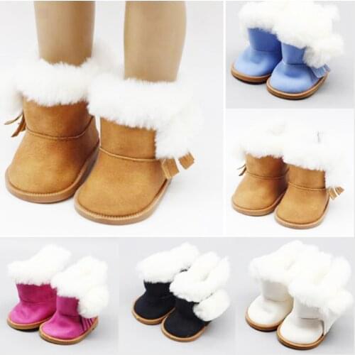 7*3.6cm The BJD Plush Winter Snow Boots for 43cm Baby Doll and 18 Inch Girl Doll MIni Shoes Best Gift for Kids Accessories Toys