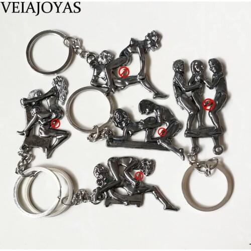 Full Set Lovers Keychains Fashion Jewelry Alternative Hot Sexy Lover Metal Keychain Funny Toy Key Rings for Man Woman Collection