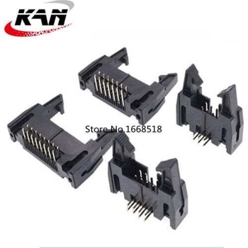 10PCS 2.54mm Pitch Right Angle Hook Horn Socket Connector DC2 10/14/16/20/26/30/34/40Pin Buckle for Flat Ribbon Cable IDC Socket