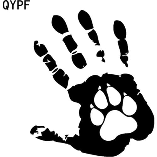 QYPF 13.7*16.3CM Dogs PAWS And Hands Car Sticker High Quality Vinyl Decoration Graphic C16-0269