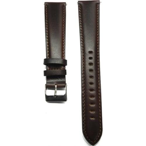 Watch strap 22mm Watch Band Italy Oil Calf Genuine Leather watchband Dark Brown Lengthening With Stainless Steel Buckle for hour