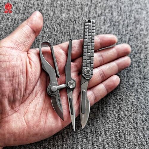 Titanium Alloy Mini Folding Knife Portable Utility Knife Multi-Function Opener Knife Outdoor Self-Defense EDC Tool Without Blade