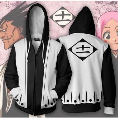 Free shipping Japanese anime BLEACH Kenpachi Zaraki hoodie Sweatshirt Cosplay Costume coat