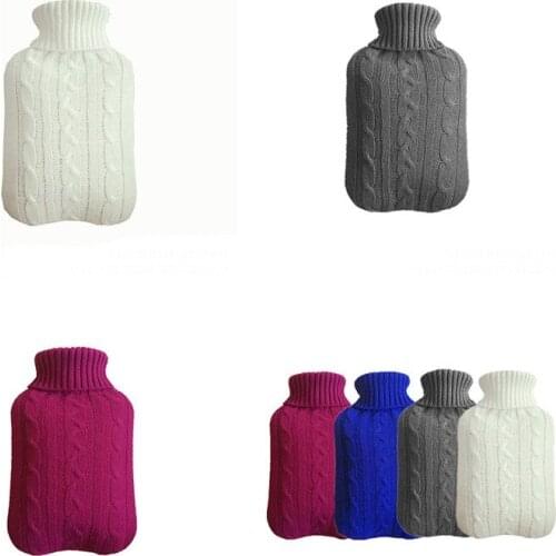 2000ml Hot Water Bottle Knitted Cover Solid Color Water-filled Bag Cloth Cover Hand Warm Pouch Protective Cover