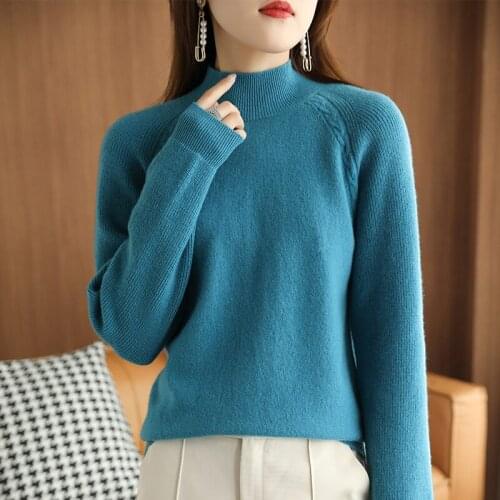 21 Autumn Winter New Half-High Neck Pullover Sweater Women Thick Basic Large Size Loose Warm Long-Sleeved Bottoming Knitting Top