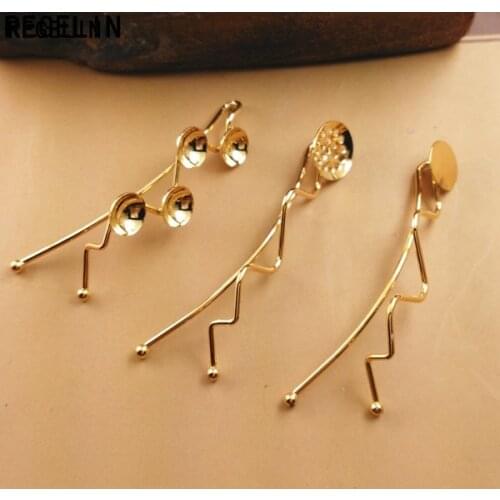 REGELIN Gold Color Hair Jewelry Settings Cabochon Base Blank Bezel Trays 10pcs DIY Hairpins Head Wear Making Jewelry Accessories