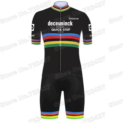 2021 Black World Champion Cycling Skinsuit Quick Step Race Bodysuit Bike Jerseys Set Cycling Clothing Rompers Jumpsuit Maillot