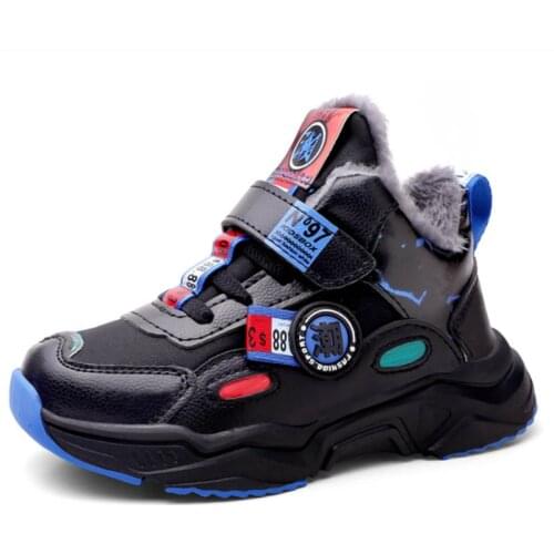 2021 Kids Shoes Winter Outdoor Warm Velvet Waterproof Casual Shoes Trekking Boys Lightweight and Fashionable Running Sneakers