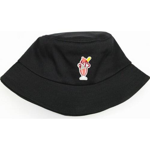 2021 Desserts Embroidery Cotton Bucket Hat Fisherman Hat Outdoor Travel Sun Cap Hats for Men and Women 116