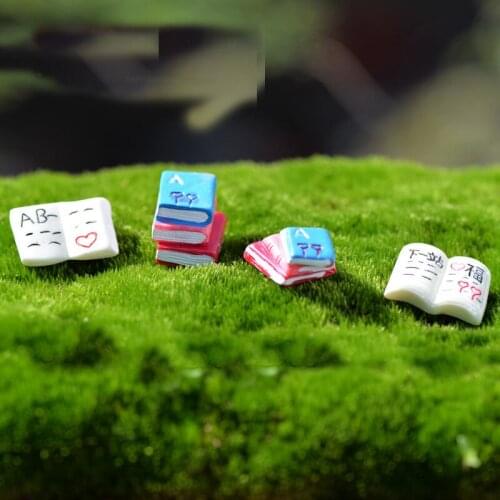 4PCS Colorful Mini Book Model Fairy Garden Miniatures Micro Landscape Decoration Flower Pot Decoration Flatback Resin Craft