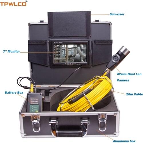 7inch LCD Display Pipe Waterproof Inspection Camera System 42mm Dual Lens Underwater Camera With 12pcs LED Lights