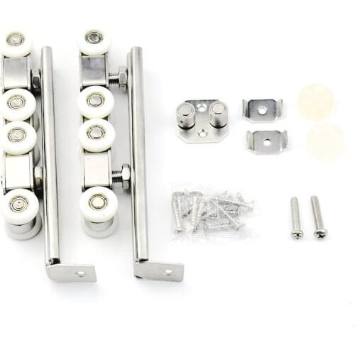 8 wheel Heavy stainless steel sliding door hanging wheel solid wood wardrobe door pulley silent wheel sliding rail accessories