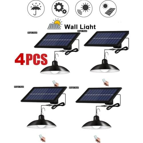 4pcs Retro Lampshade Solar Pendant Chandelier solar lamp Wireless Street light Charge Outdoor Security Garden Night Decoration L