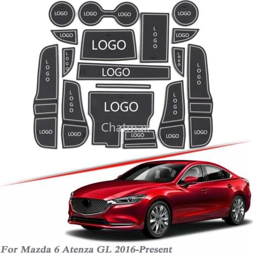 Brand LOGO Car Styling For Mazda 6 Atenza GL 2016-2020 Gate slot pad Interior Door Groove Mat Non-slip dust Mat Auto Accessory