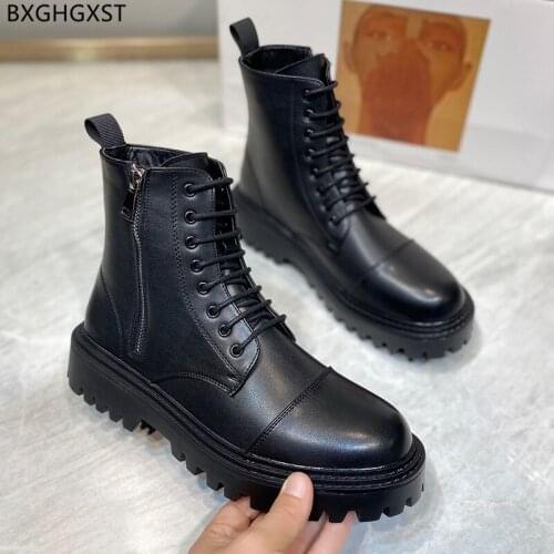 Black Platform Boots Man Ankle Boots for Men Male Designer Men Shoes Leather Fashion Man Casual Shoes Martin Boots for Men 2021
