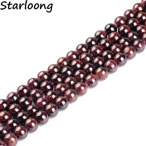 2-12mm Natural Stone Beads Round Loose Strand Spacer Red Garnet Beads For DIY Jewelry Making Necklace Bracelet Pick Size 15"