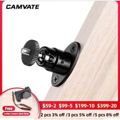 CAMVATE Security Wall Mount Stand Bracket With 1/4"-20 Male 360 Rotate Mini Ball Head For Table/ Podium/Wall /Ceiling Supporting
