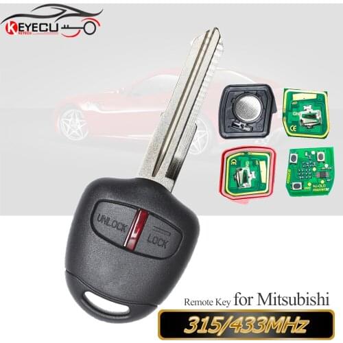 KEYECU Remote Key Fob 2 Button 433MHz ID46 Chip for Mitsubishi Lancer 2009-2014 FCC ID: G8D-576M-A MIT11R Right Blade