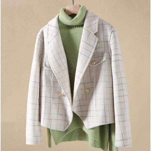 Simple Short Double-sided Woolen Jacket Women 2021 Autumn New Korean Fashion Casual Loose Black Blazer Jackets Lady e486