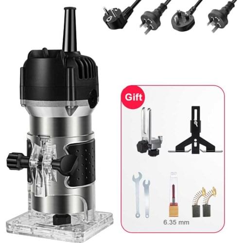 1000W Woodworking Electric Trimmer 32000RPM Wood Engraving Slotting Trimming Machine Carving Router Slotting With Milling Cutter