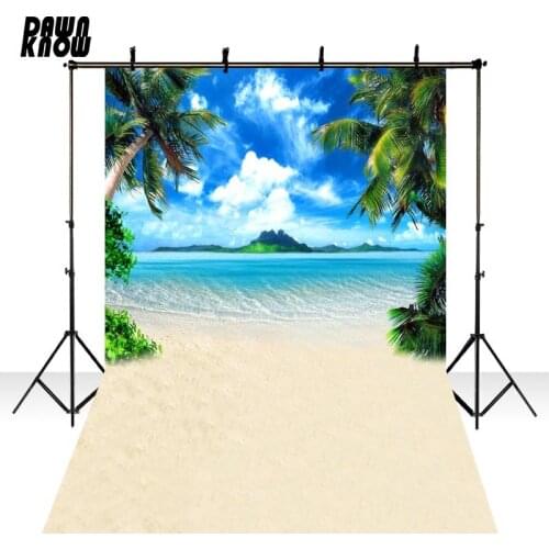 DAWNKNOW Blue Sky Photography Background Sand Seaside Photocall Polyester Children Backdrops For Wedding Photo Studio lv1849