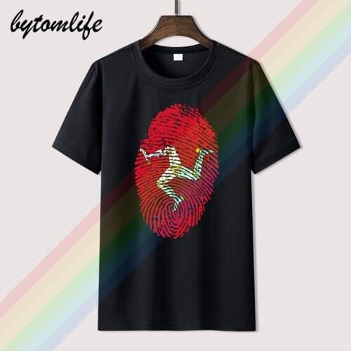 Isle Of Man TT Fingerprint T Shirt Mens Tshirt Cotton T-shirt Black White Red Clothing Racer Top Game Tee Vintage Style