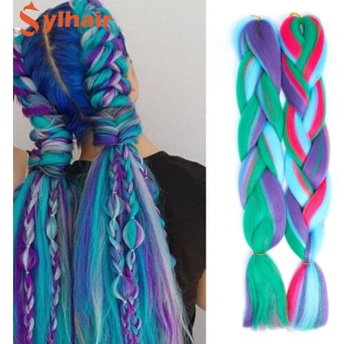 Sylhair Jumbo Braid Hair 24inch Pure/Ombre Color Synthetic Braiding Hair Kanekalone Extensions Heat Resistant Fiber Wholesale