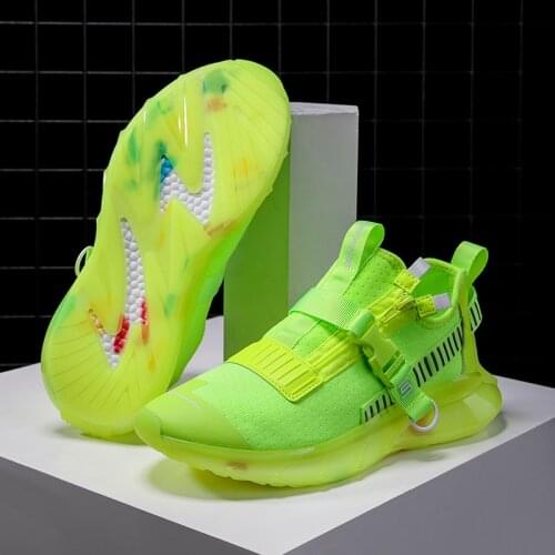 Men Candy Color Green Air Mesh Sneakers Light Gym Fitness Flats Walking Sport Trainers Male Comfortable Running Chunky Shoes Men