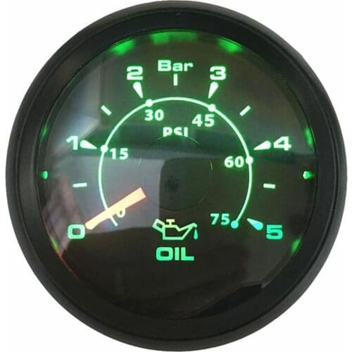 1pc 52mm 0-5Bar Oil Pressure Gauge Modified Stainless Steel 316L Bezel Oil Pressure Meters 0-75psi 10-184ohm for Auto Truck Ship