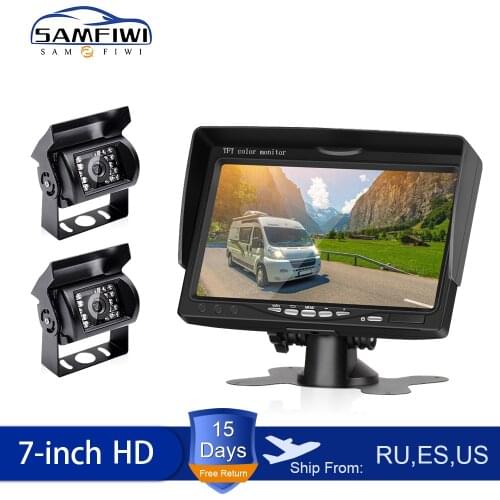 12-24V 7" HD screen Car Monitor Security TFT LCD Monitor Parking Rearview System Backup Reverse Camera For Harvester RV Truck