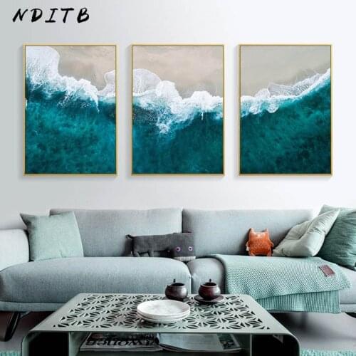 Tropical Sea Beach Landscape Nordic Poster Print Seascape Ocean Waves Canvas Painting Wall Art Picture Modern Ling Room Decor