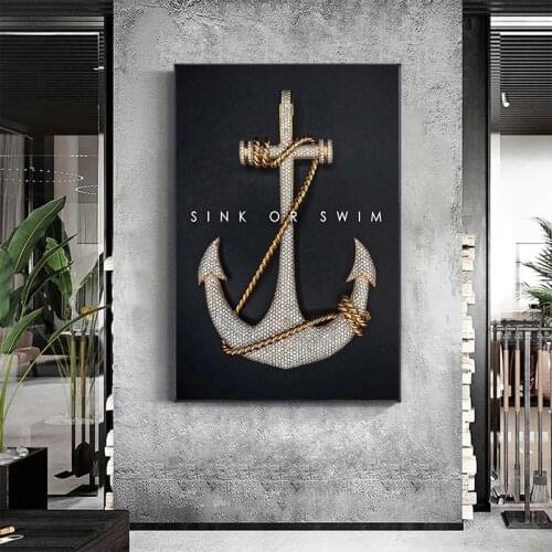 Anchor Painting Canvas Art Cuadros Decora Black Poster Nordic Picture Decoration Maison Posters Prints Drop Shipping Wall Art