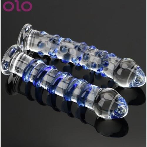 OLO Crystal Glass Dildos Realistic Dildo G-spot Erotic Anal Butt Plug Large Penis Female Masturbator Sex toys for Woman