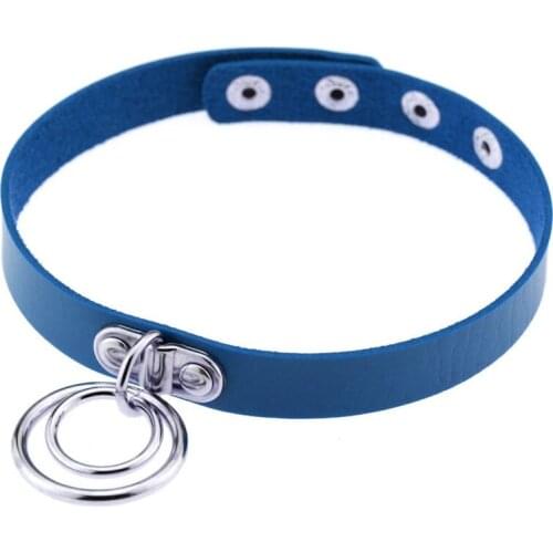 Choker Collar Necklace Double Ring O Leather Gothic Bracelet Women Romantic Gift