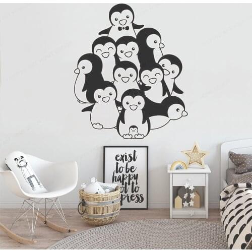Penguins Baby Room Animals Vinyl Wall Art Sticker Vinyl interior home decoration Nursery Kid DIY decal Mural Art Wallpaper HL324