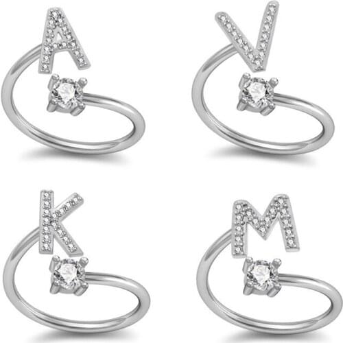 Gift for girlfriend Initial letter Ring with rhinestone valentines day presents bridesmaid gift wedding souvenir party favor