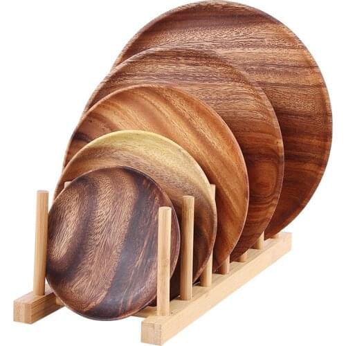 New Convenient Wood Food Serving Tray Fruit Bread Dessert Organizer Plates Kitchen Breakfast Dishes Cake Dinner Platter Plate