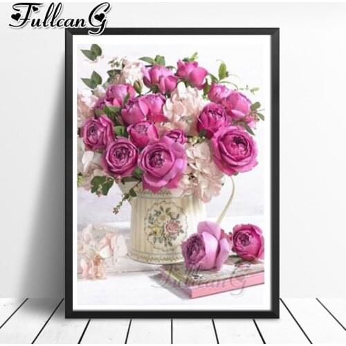 FULLCANG full square/round drill 5d diy diamond painting Rose mozaik embroidery flowers 3D cross stitch craft kit decor FC1888
